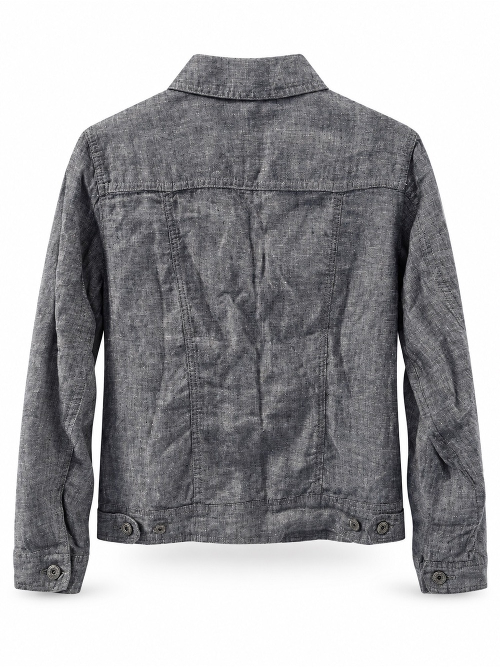 JONES NEW YORK 100% LINEN TRUCKER JACKET GRAY WOMEN’S SMALL - Picture 4 of 4